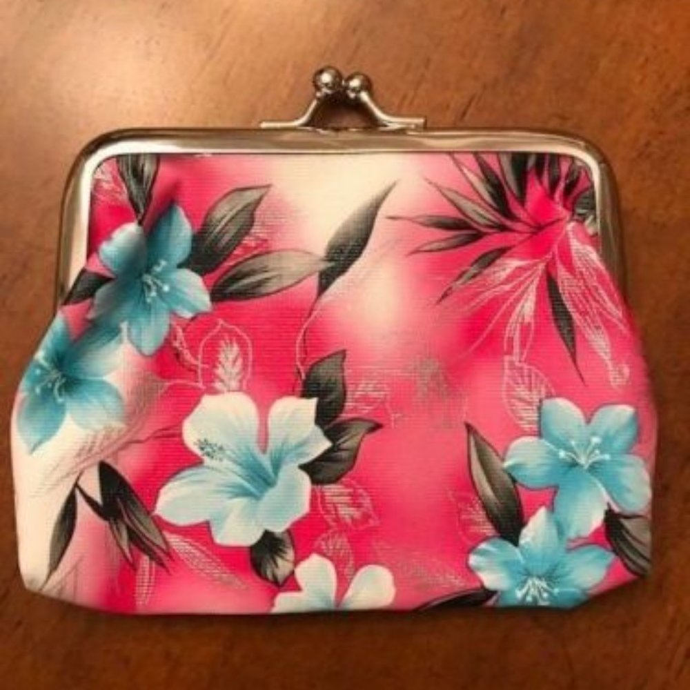 Pink Floral Kiss Lock Coin Purse